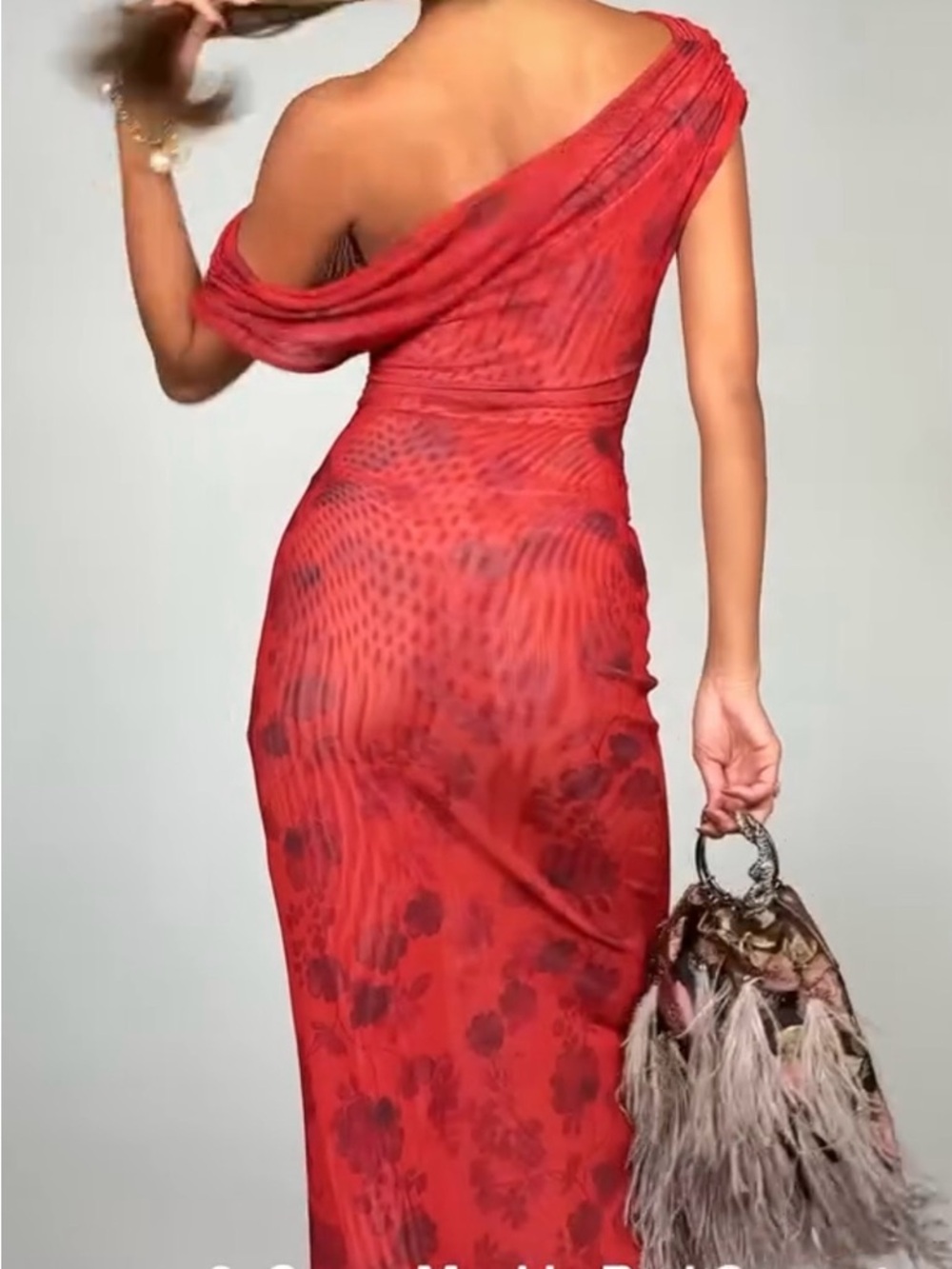 RESA Gwen Maxi Dress Red Currant Off Shoulder High Slit Size M - Picture 2 of 6